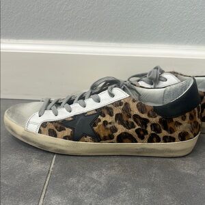 Golden Goose Brown and Black Leopard Print Sneakers